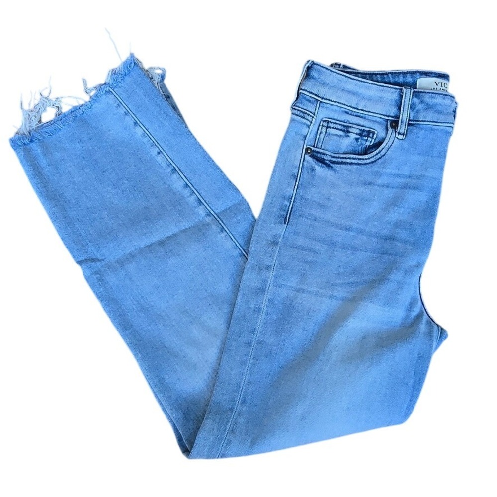 VICI Los Angeles Womens Light Wash Cropped Jeans Size 28 raw‎ hem high rise